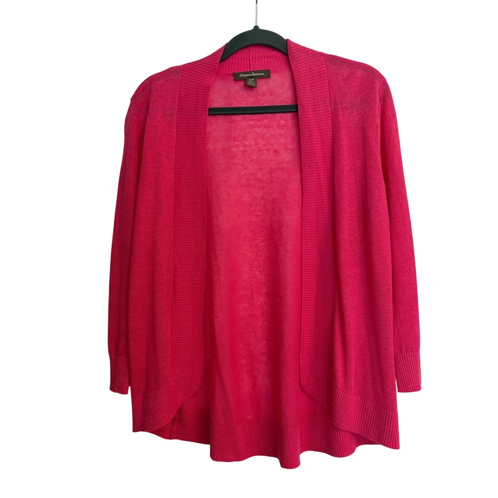 Tommy Bahama Womens Hot Pink Open Front Lightweight Knit Cardigan Sweater Size S